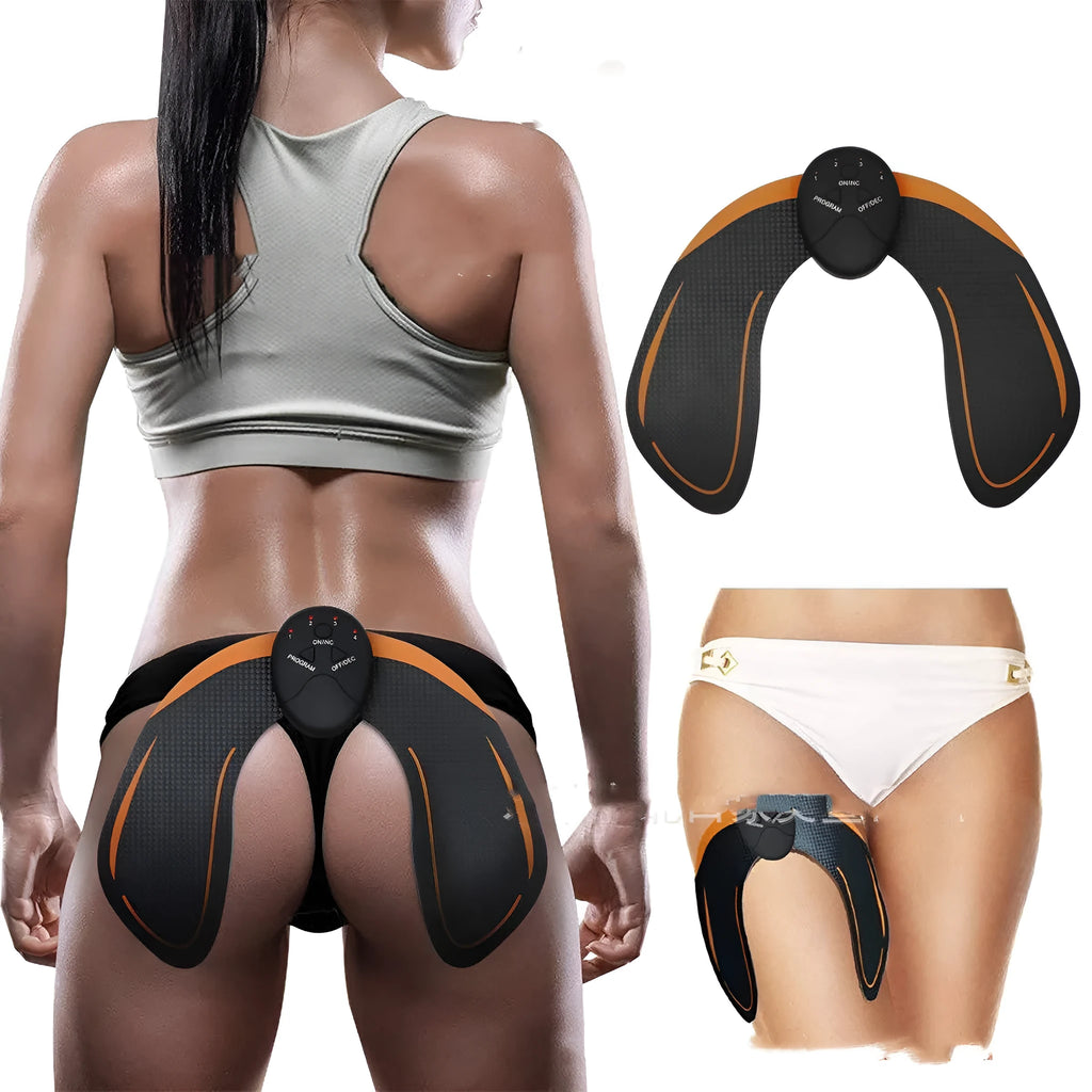 Fitness Buttocks Lifting Toner Slimming Massager in black, battery powered, made of environmental protection ABS