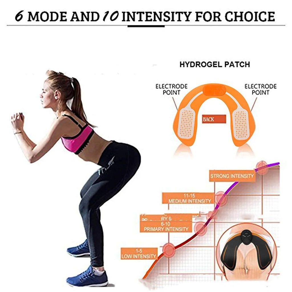 Fitness Buttocks Lifting Toner Slimming Massager in black, battery powered, made of environmental protection ABS