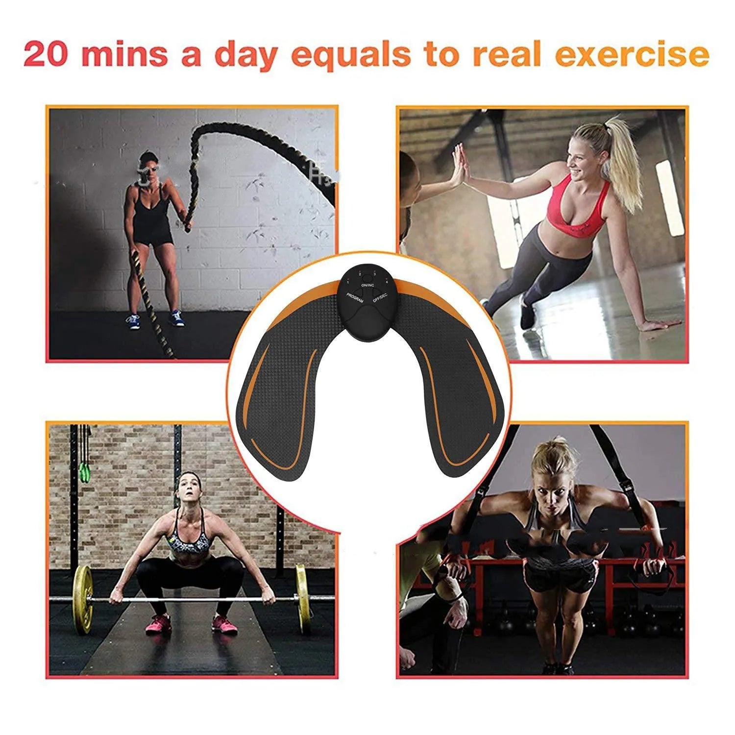 Fitness Buttocks Lifting Toner Slimming Massager in black, battery powered, made of environmental protection ABS