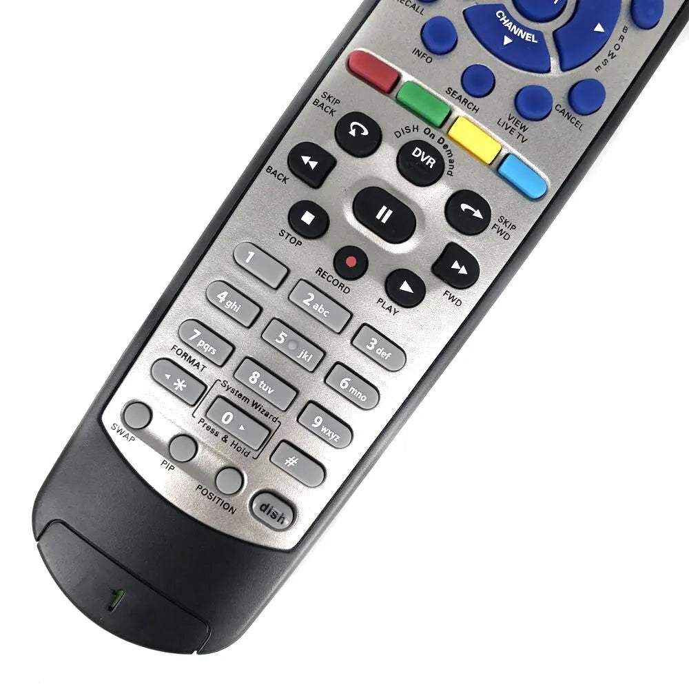 Black DISH Network universal flat remote control for satellite TV and DVD, code 20.1