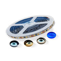 Flexible white LED light strip bent to shape, labelled as 2835 or 5050 style for supermarket shelf installation.
