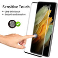 Samsung Galaxy S21 Ultra 3D curved tempered glass screen protector showing full coverage.