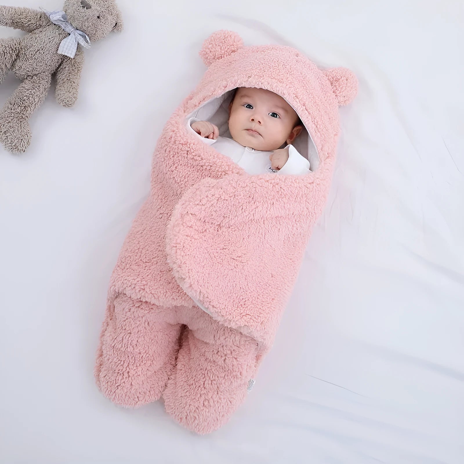 Thickened anti-shock out baby quilt in khaki with lamb velvet outer, 100% cotton inner, 45x78cm size for newborn sleeping bag use