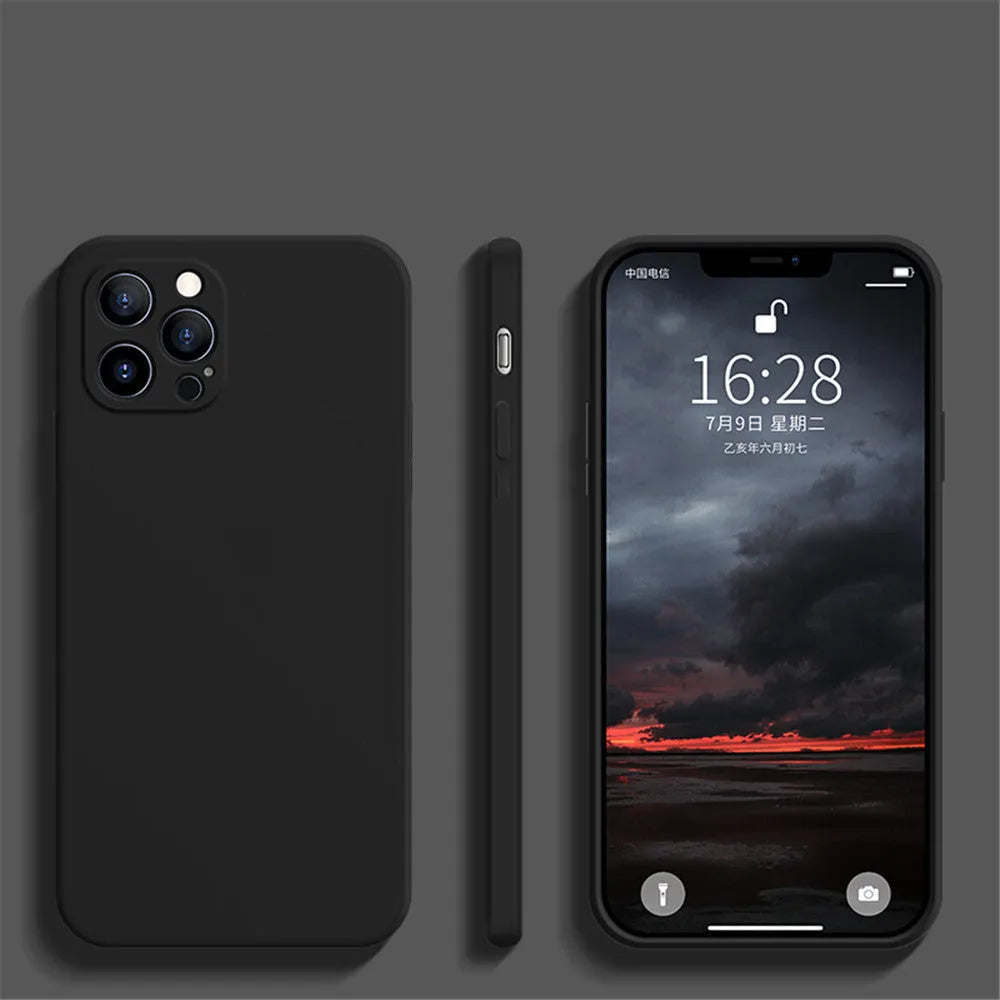 Liquid silicone fine hole straight edge mobile phone case in solid colour for Apple iPhone