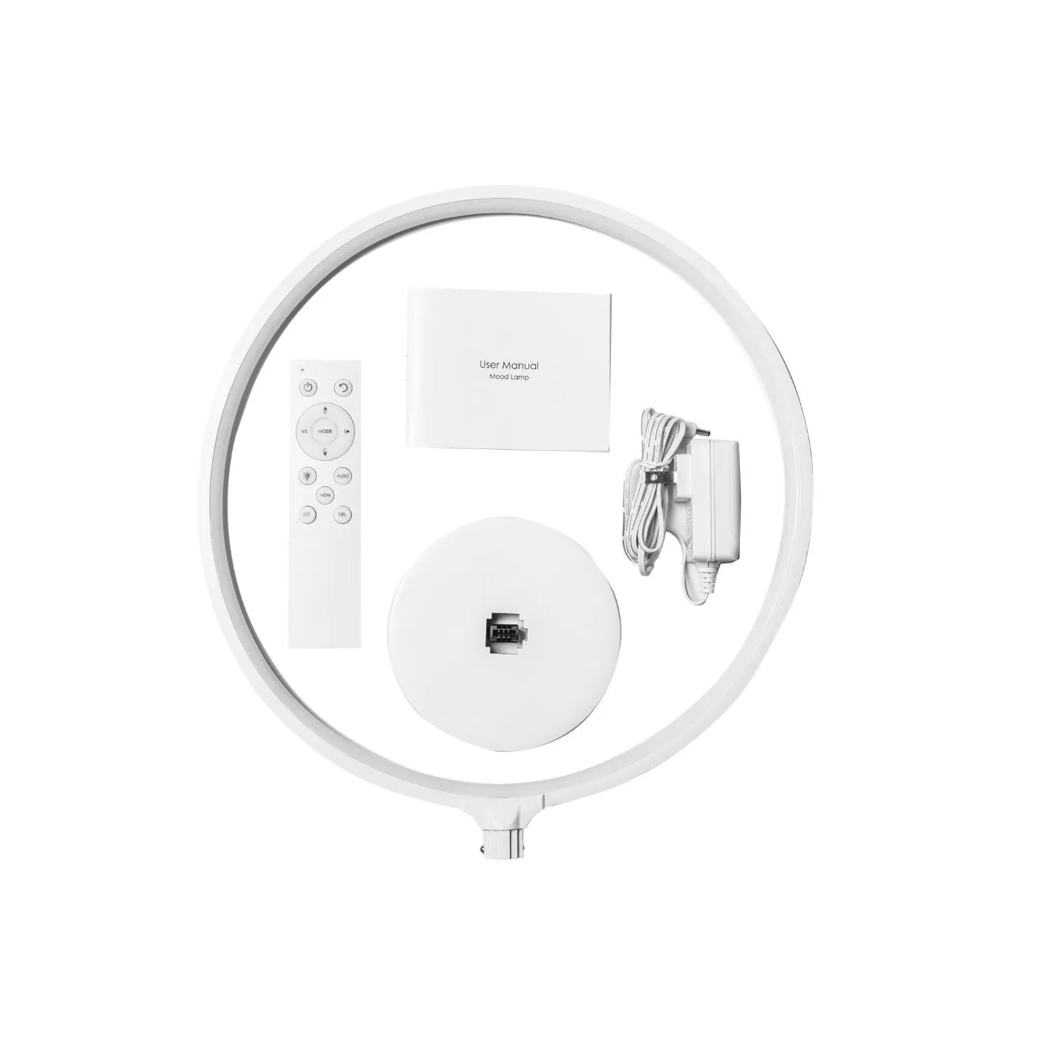 White Full Moon Lamp table night light with remote control on wooden surface