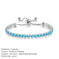Round zircon single row tennis bracelet in copper with inlaid white stones, rose gold tone