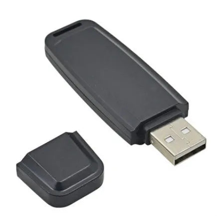 SK-001 black and white USB flash drive with voice recording function showing front and side views