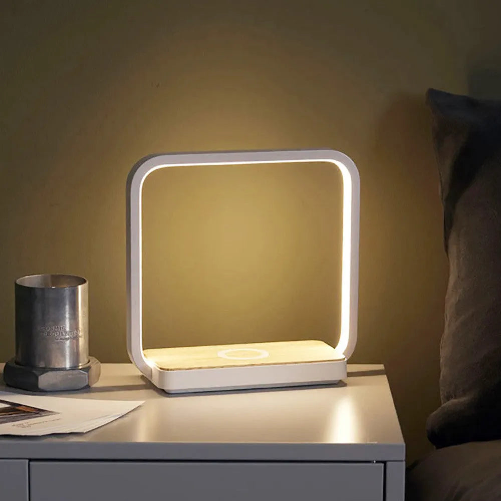 Smart voice-activated bedside lamp with aluminium shade in white or gold finish