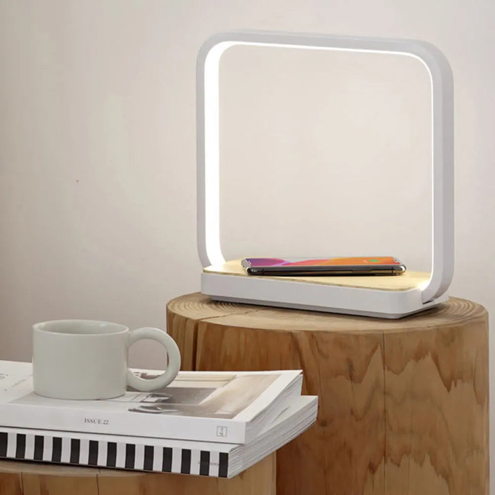 Smart voice-activated bedside lamp with aluminium shade in white or gold finish