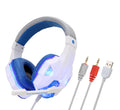 RGB light-up gaming headset with braided cable and tanned leather ear cushions in black and red colour option