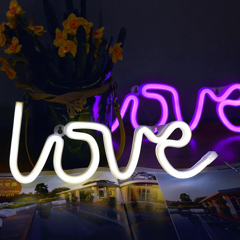 LED neon sign light with silicone shell in pink or warm white colour options for indoor decorative lighting