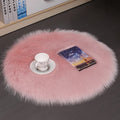 Round plush carpet floor mat in light grey, machine-woven, 50cm diameter suitable for living room