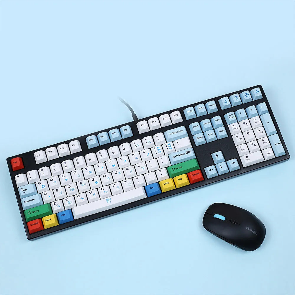 PS theme mechanical keyboard keycap set with blue and white or grey and white sublimation printing options