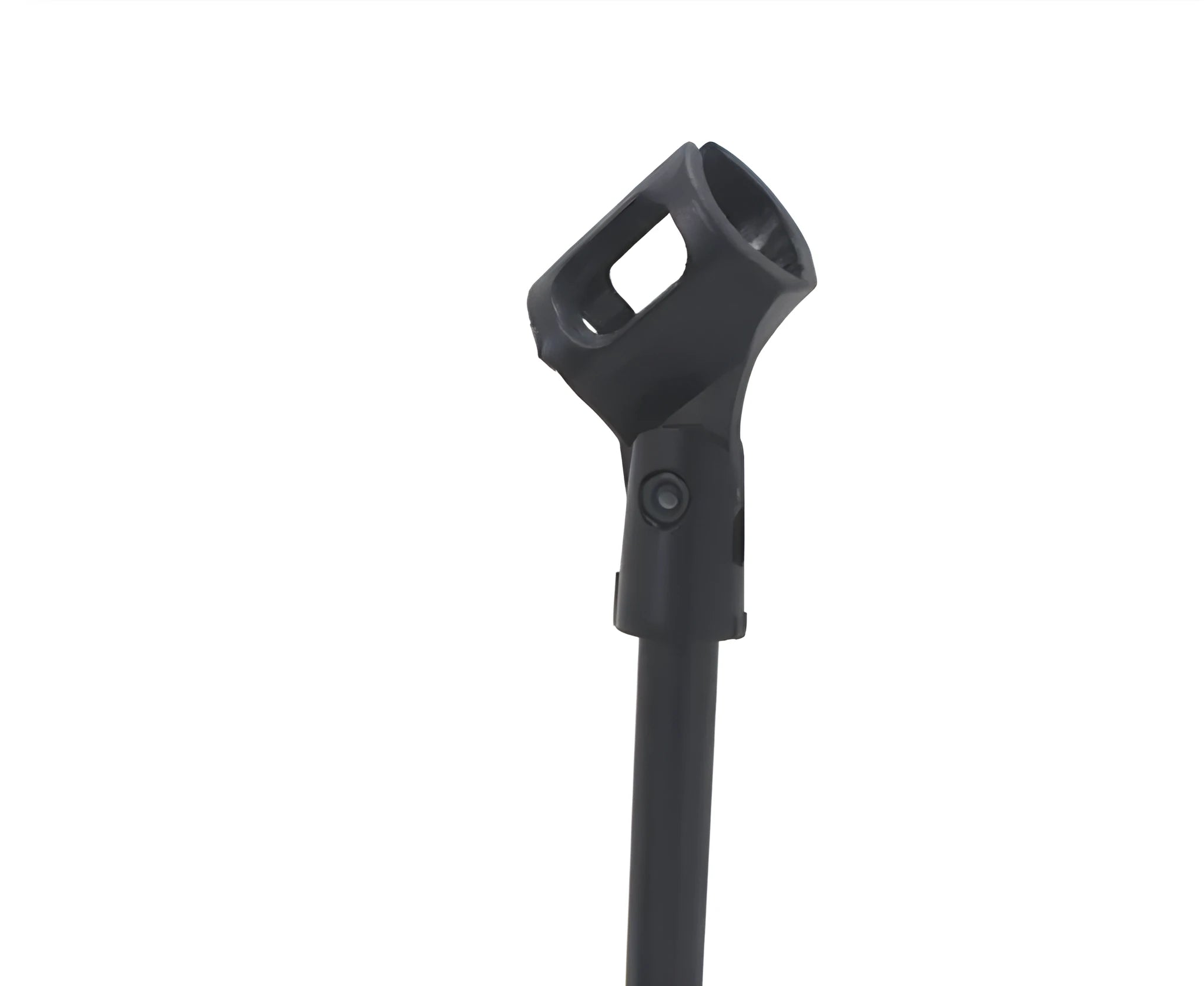 Black metal desktop microphone bracket with 22cm fixed height support and 10.5cm circular base