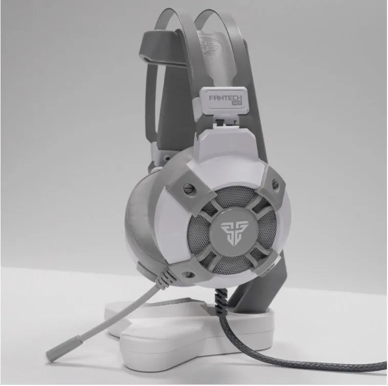 Black Fantech HG11 USB gaming headset with RGB lights and inline remote control on cable.