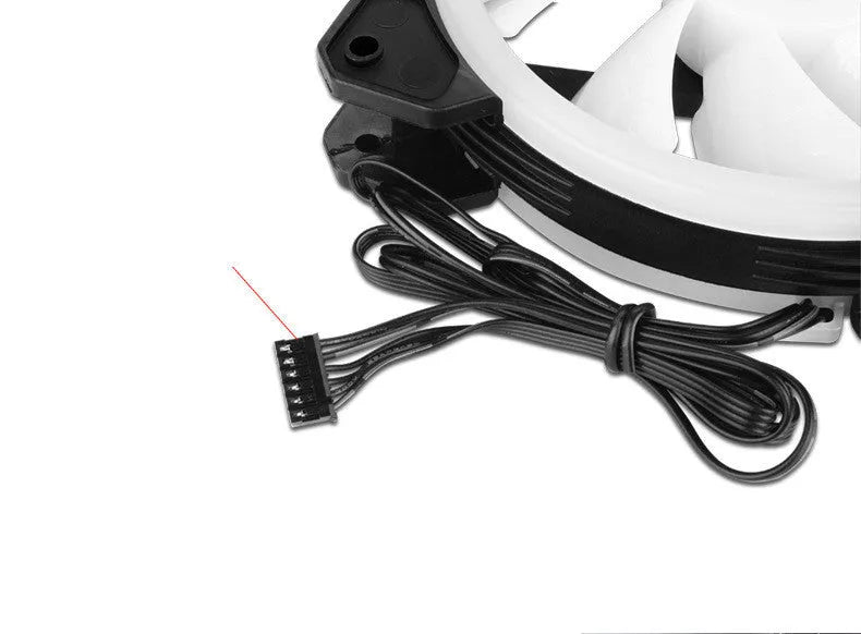 12cm PC chassis fan with camouflage pattern RGB lights and black blades.