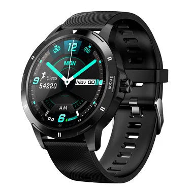 Waterproof sports smart bracelet with circular IPS display on silicone wristband