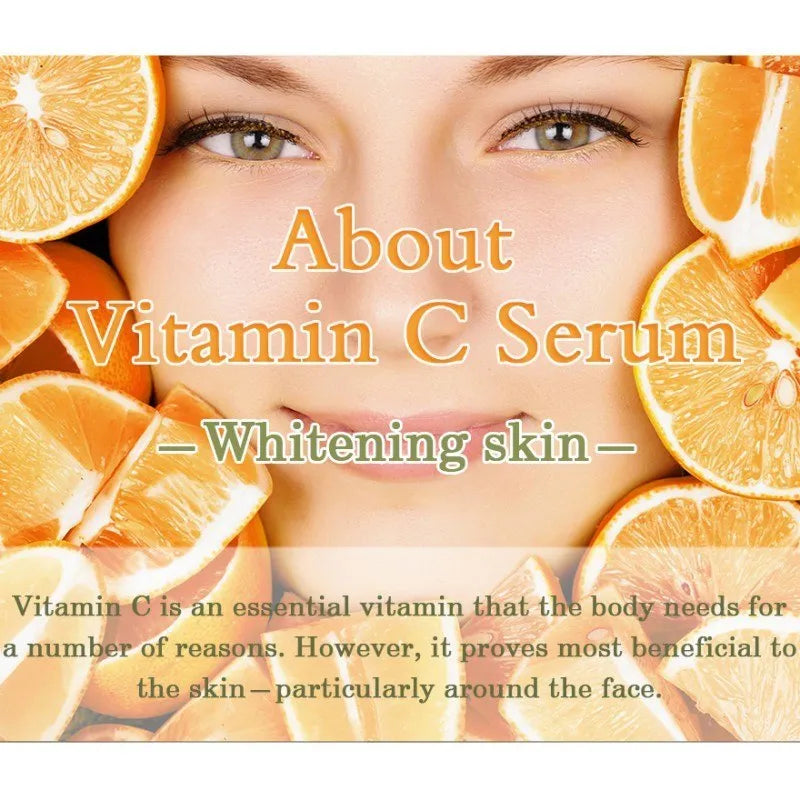10ml bottle of Vitamin C and hyaluronic acid facial serum for skin brightening and anti-aging.