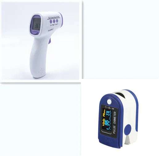 White digital thermometer with non-contact temperature measurement capability and electronic display