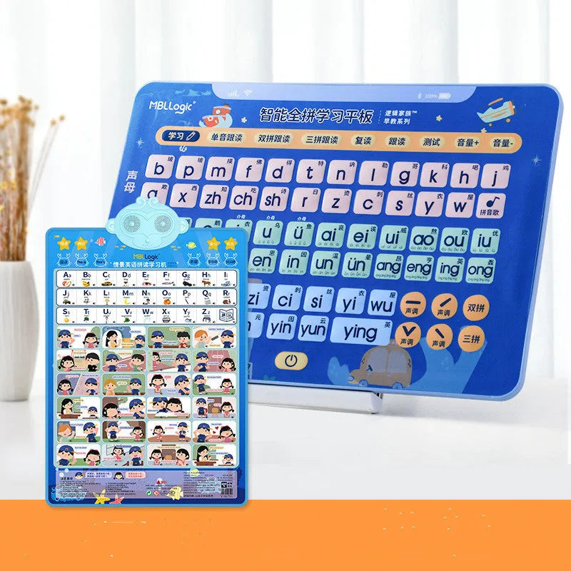 Learn to Read Chinese Spelling Training Characters Audio Wall Chart with tablet and Pinyin cards for children