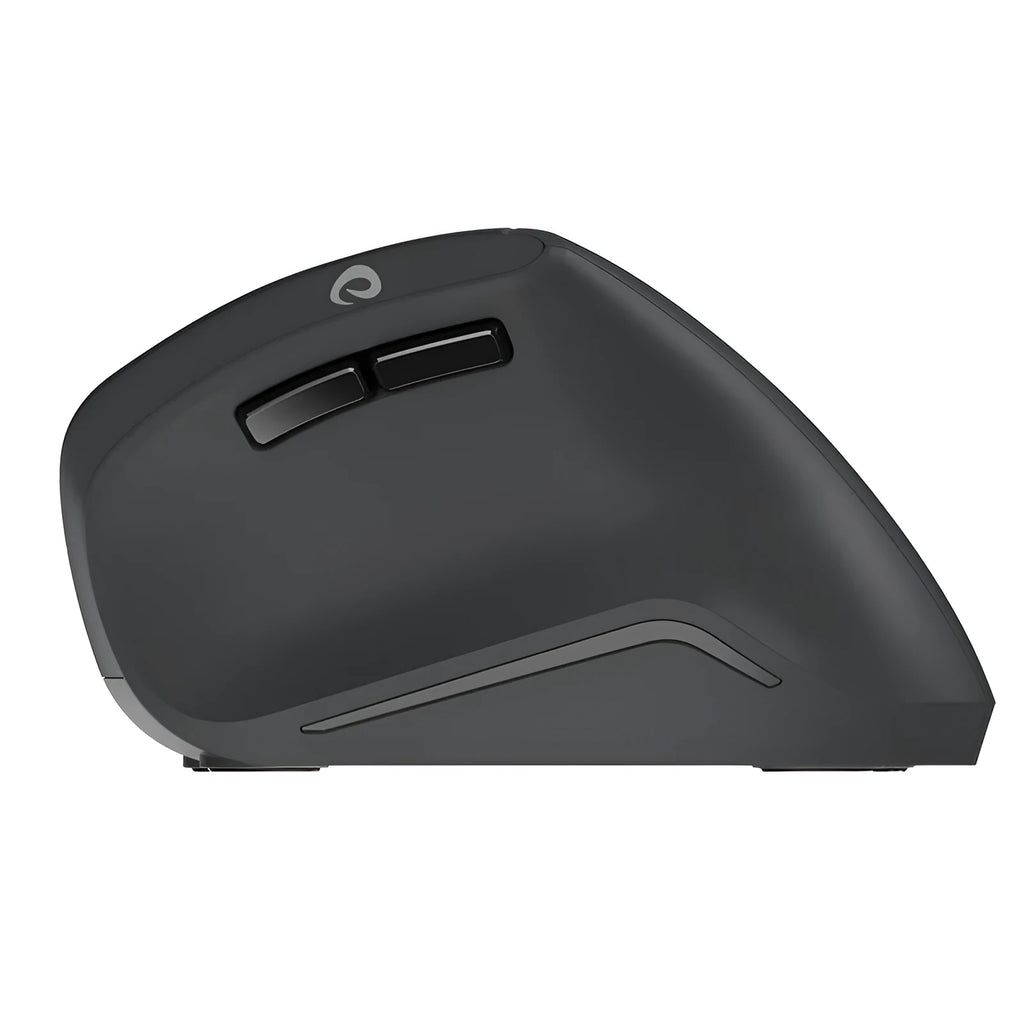 Vertical 2.4G wireless mouse in black with ergonomic shape, 1600dpi, and six buttons