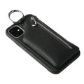 Pink PU leather iPhone wallet case with a detachable crossbody lanyard strap and a back coin purse.
