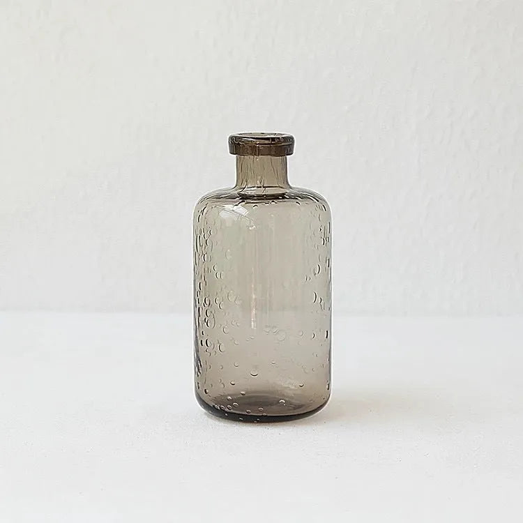Grey geometric bubble glass vase with stained glass finish and electric stove pigment surface