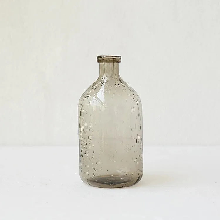 Grey geometric bubble glass vase with stained glass finish and electric stove pigment surface