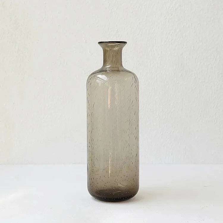 Grey geometric bubble glass vase with stained glass finish and electric stove pigment surface