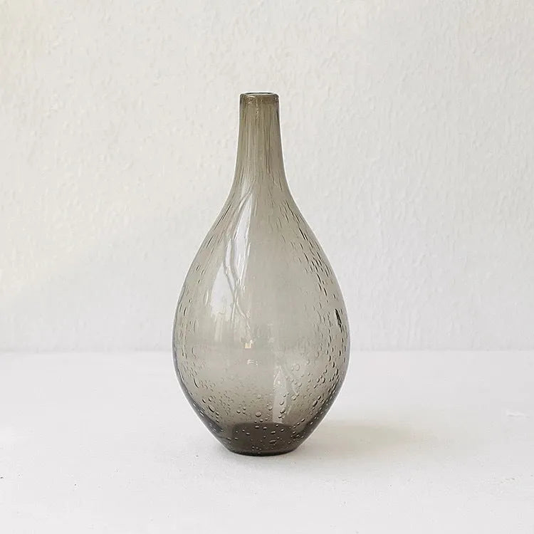 Grey geometric bubble glass vase with stained glass finish and electric stove pigment surface