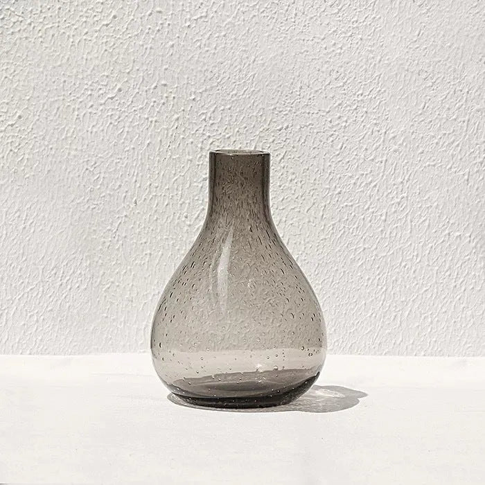 Grey geometric bubble glass vase with stained glass finish and electric stove pigment surface