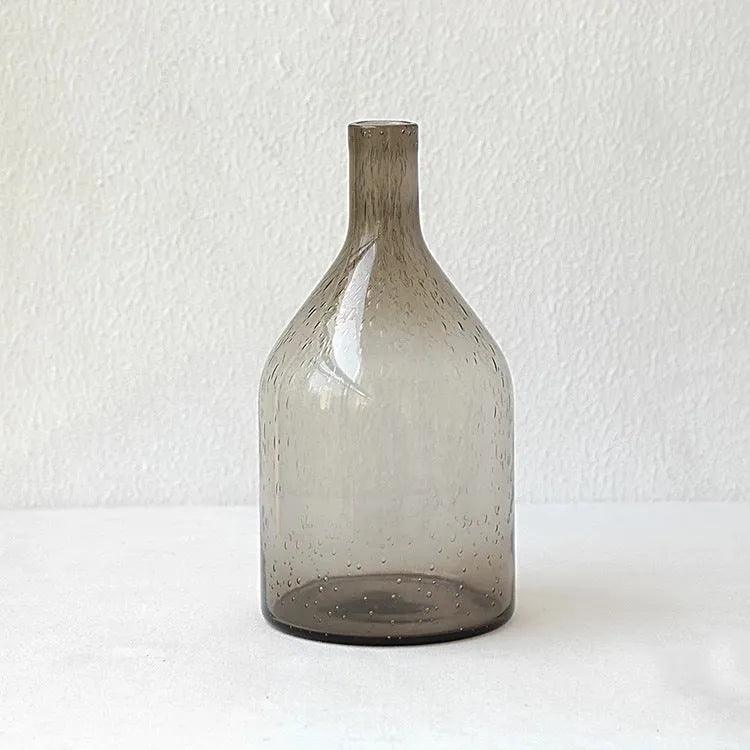 Grey geometric bubble glass vase with stained glass finish and electric stove pigment surface