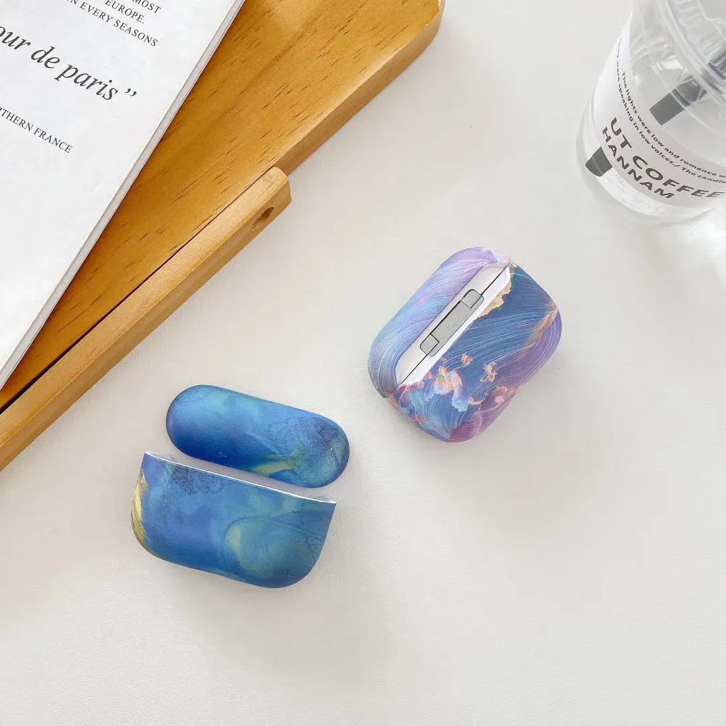 Pink watercolour hard plastic protective sleeve case for Apple AirPods Pro and AirPods 1/2 earphones