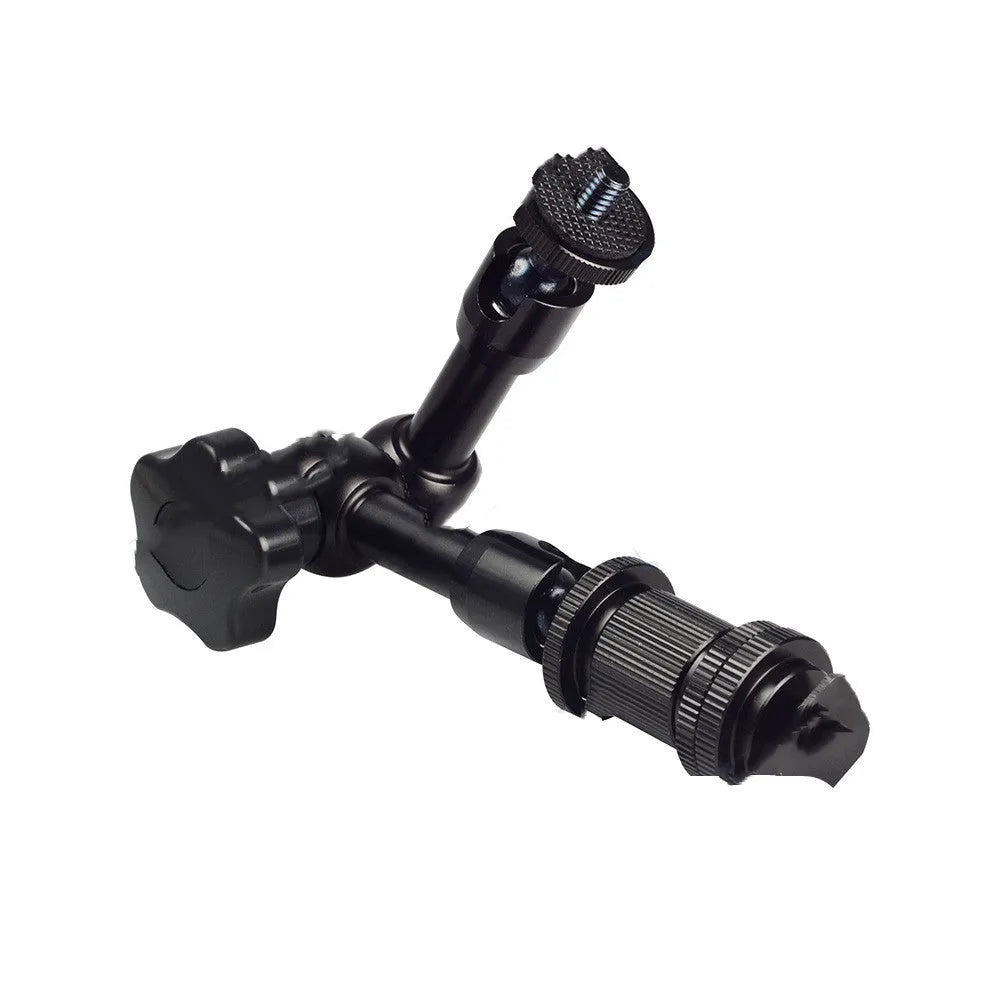 Black all-metal 7-inch magic friction arm with ball heads and hot shoe mount for DSLR cameras