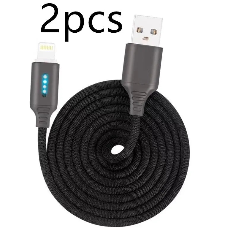 Fabric braided USB charging cable in various colours with 1 metre length