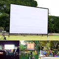 White 150-inch diagonal folding frame projector screen with a simple soft polyester surface.