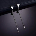 Gold and silver small triangle tassel drop earrings with rhombus shape, alloy electroplated finish for women