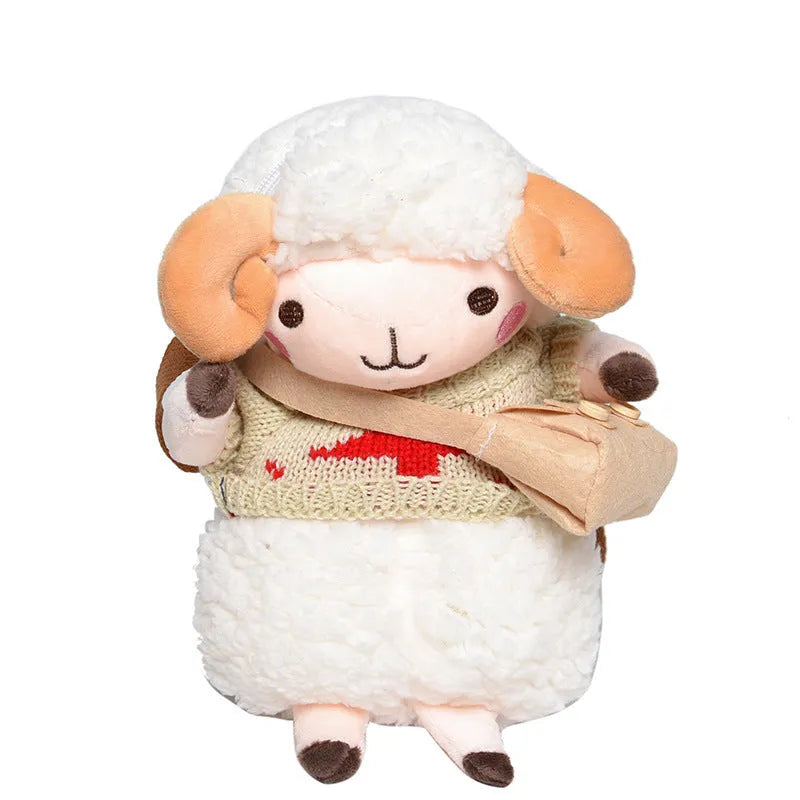 Little Sheep women's plush crossbody bag in blue with lamb pattern and square shape