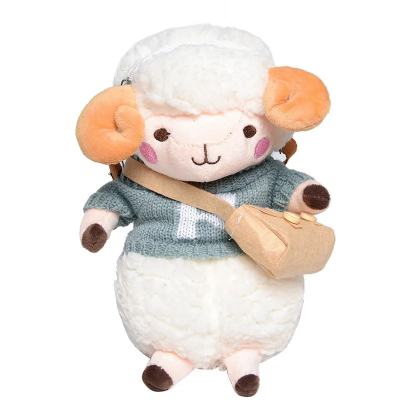 Little Sheep women's plush crossbody bag in blue with lamb pattern and square shape