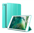 Black TPU clamshell iPad case with built-in stand open, showing tablet compatibility for 9.7-inch models.