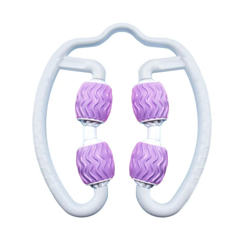 Purple annular silicone leg massage roller for muscle recovery