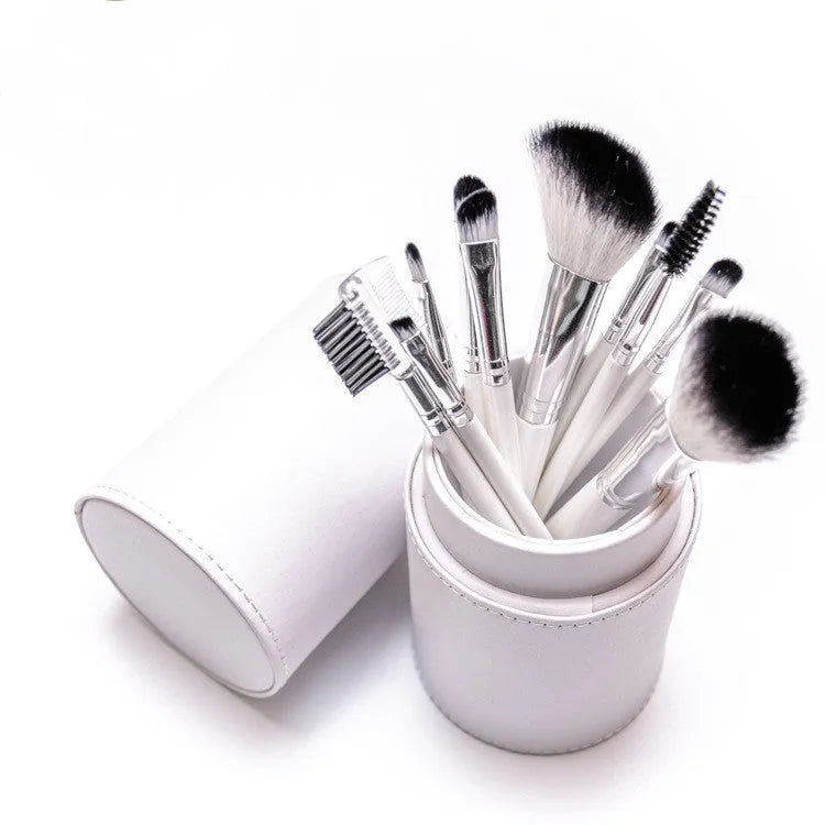 8-piece makeup brush set with nylon bristles, wooden handles, foundation blush and eye shadow brushes in multiple colours