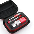 Red metric socket set with 7-19mm and 9-21mm universal sleeves and wrench