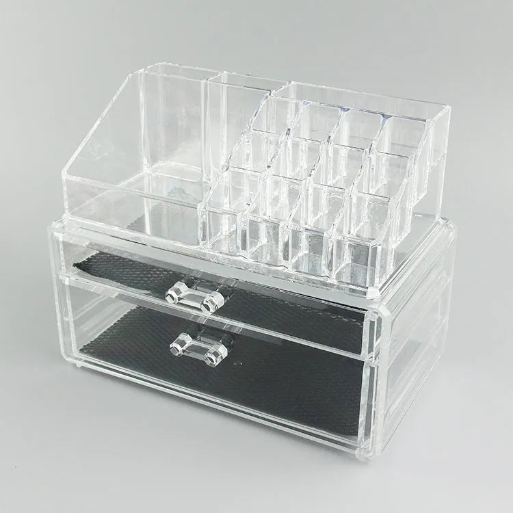 Clear acrylic foldable storage box with 18 litre capacity for makeup organisation