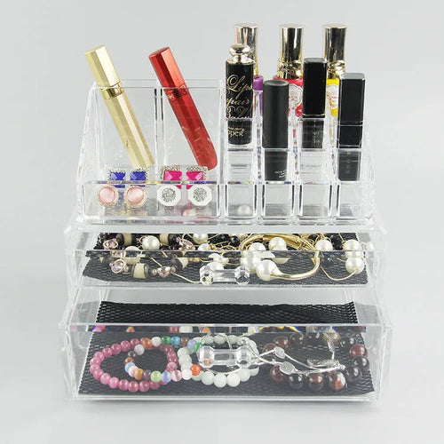 Clear acrylic foldable storage box with 18 litre capacity for makeup organisation