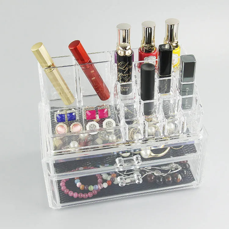Clear acrylic foldable storage box with 18 litre capacity for makeup organisation