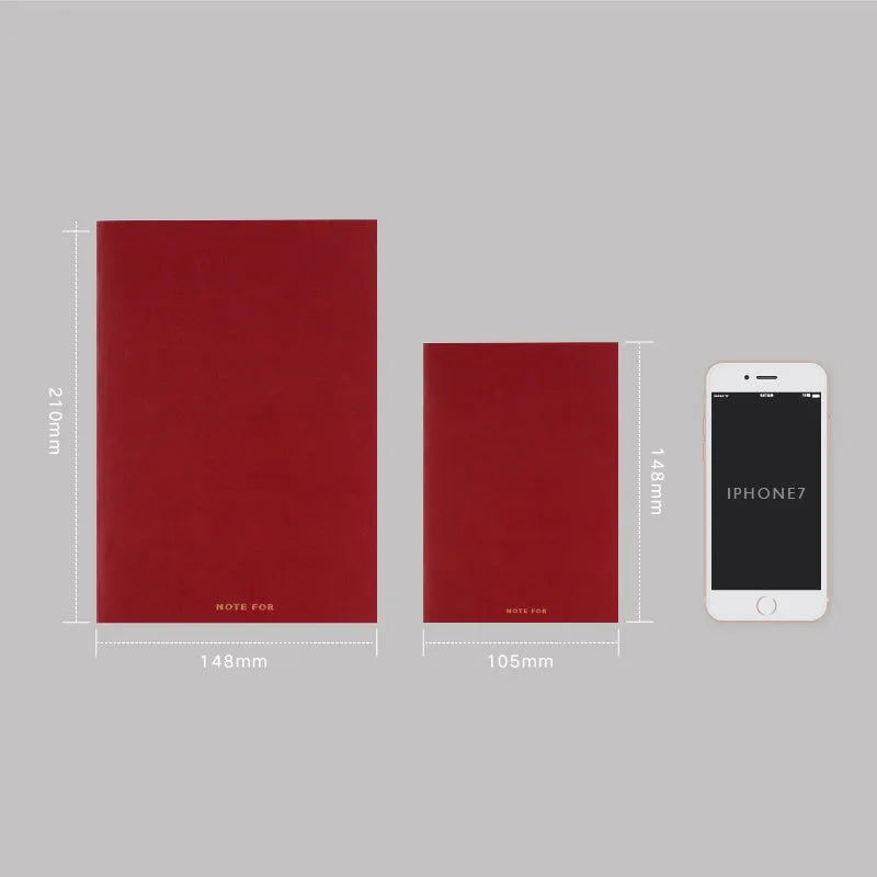 Simple retro soft imitation leather cover notebook in red or white A5 size with dot matrix page layout