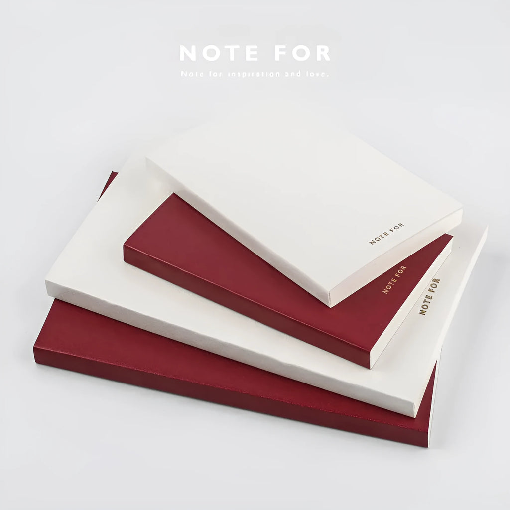 Simple retro soft imitation leather cover notebook in red or white A5 size with dot matrix page layout