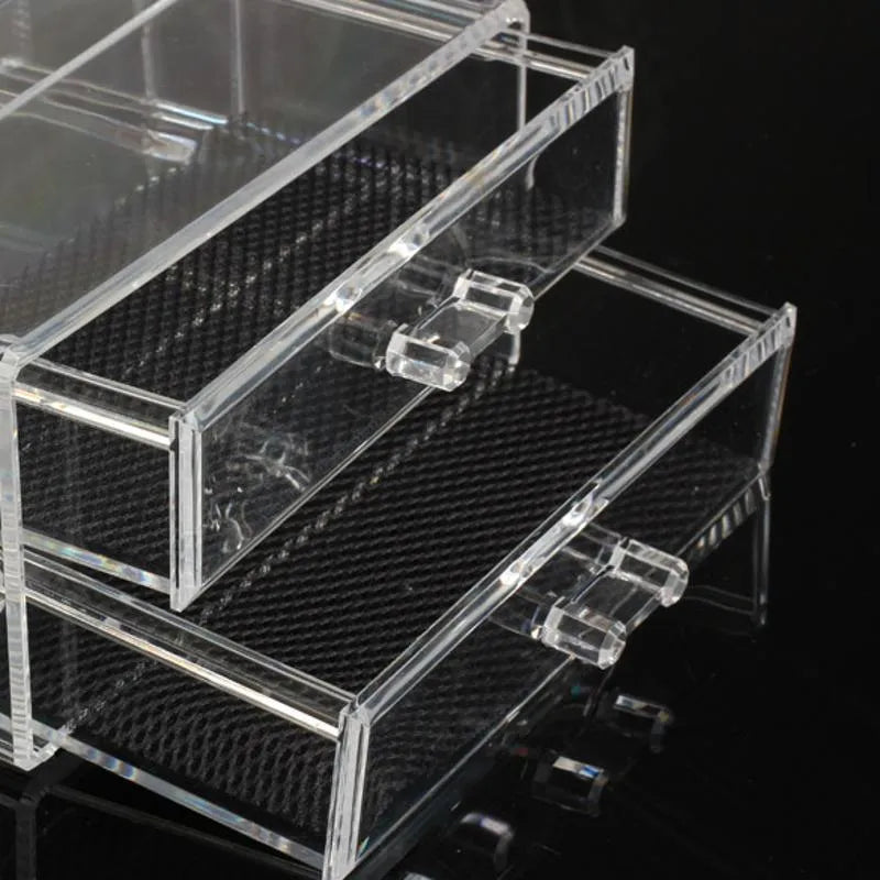 Clear acrylic foldable storage box with 18 litre capacity for makeup organisation