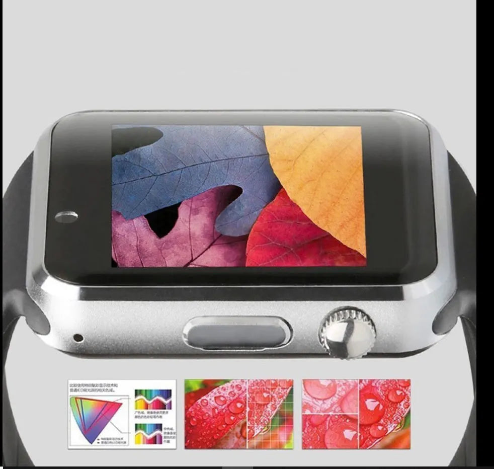 Android smartwatch with 1.54-inch screen showing watch face, available in eight colours with camera and SIM card slot